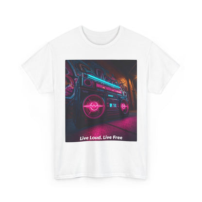 Vintage Neon Car Tee — "Live Loud. Live Free" Retro Streetwear Shirt