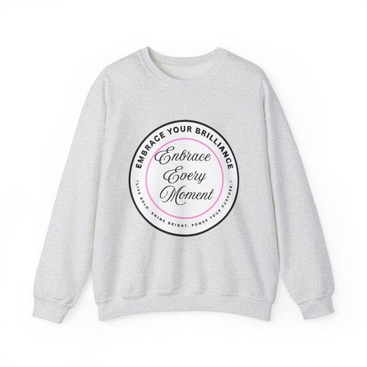 Crewneck Sweatshirt — "Embrace Every Moment" Inspirational Circle Design for Men's