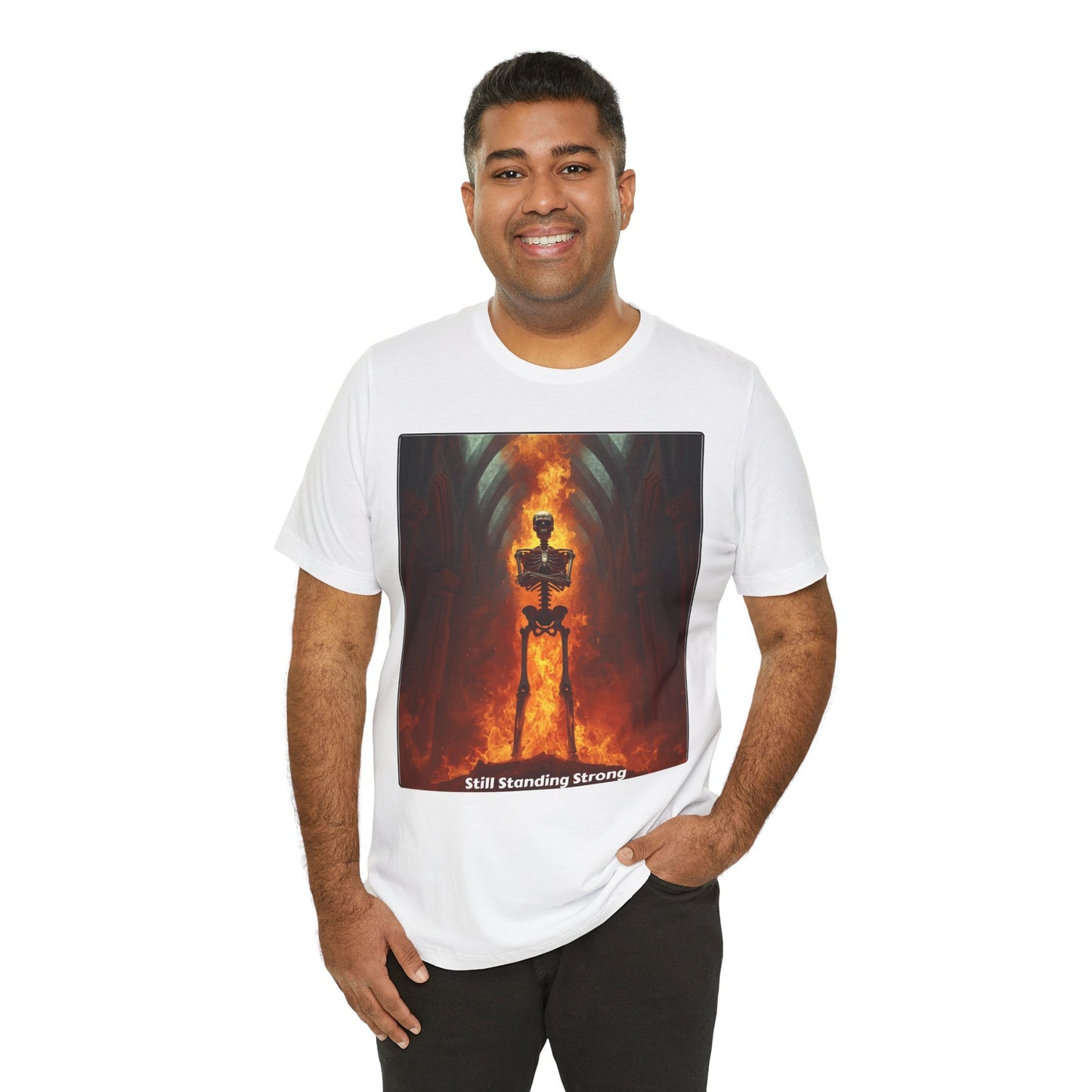 Still Standing Strong T-Shirt — Fiery Skeleton Gothic Tee