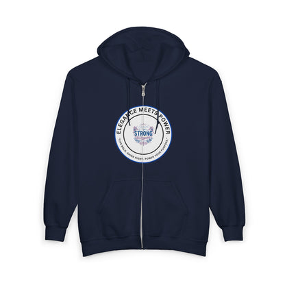 Strong Seal Zip Hoodie — "Elegance Meets Power" Emblem Full-Zip Sweatshirt