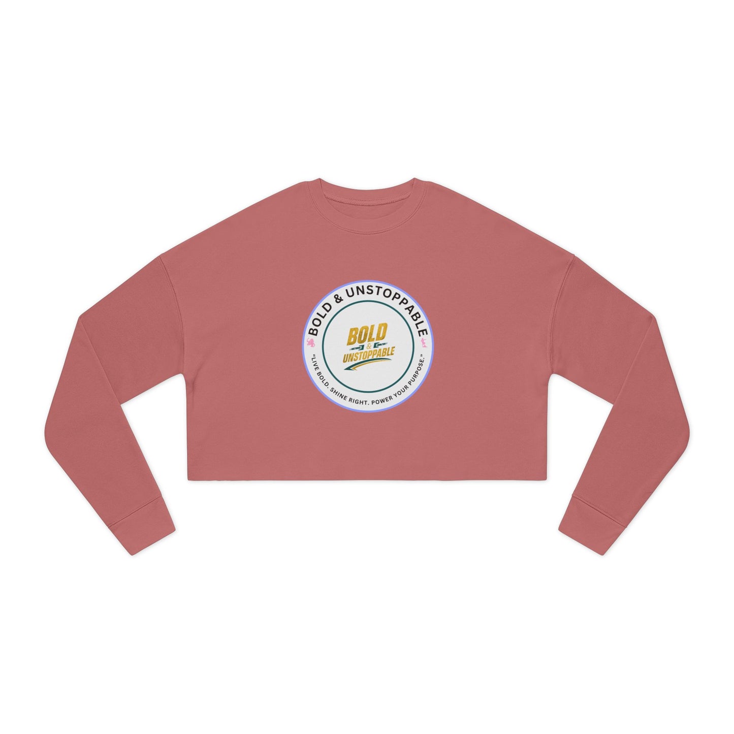 Cropped Sweatshirt — Pink Retro 'Love' Badge Graphic