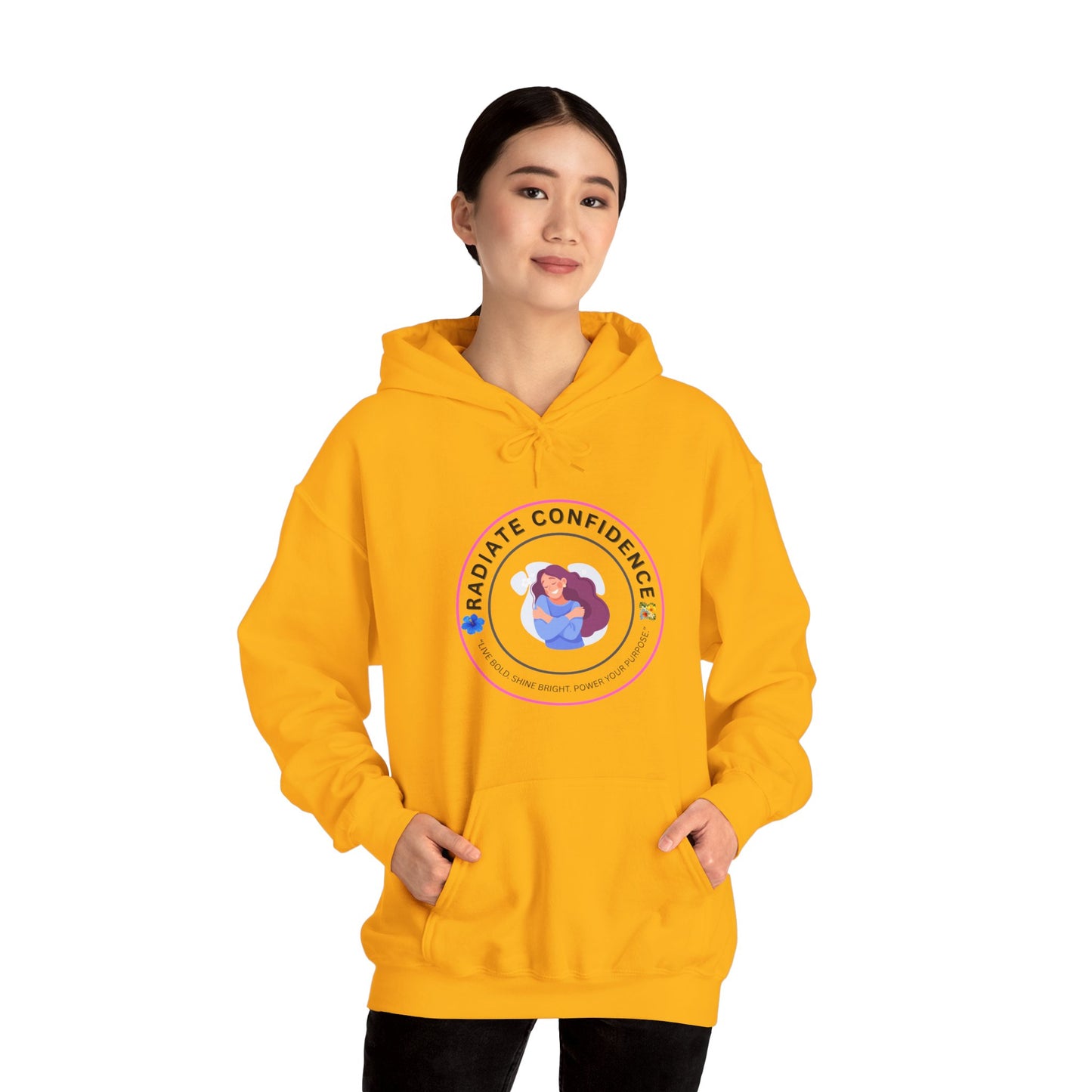 Radiate Confidence Hoodie — Feminine Self-Love Graphic Sweatshirt