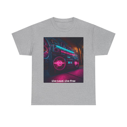 Vintage Neon Car Tee — "Live Loud. Live Free" Retro Streetwear Shirt