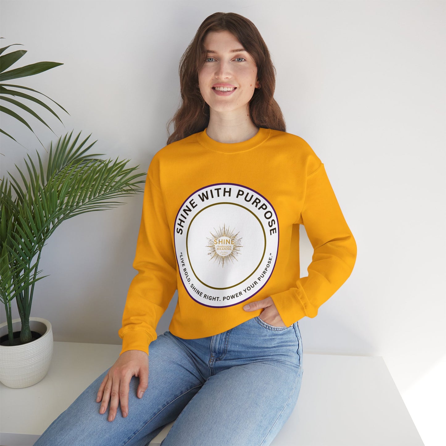 Shine With Purpose Crewneck Sweatshirt — Inspirational Graphic Pullover