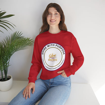 Shine With Purpose Crewneck Sweatshirt — "Glow Into Greatness" Inspirational Pullover