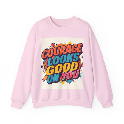 Courage Looks Good On You Sweatshirt — Inspirational Graphic Crewneck