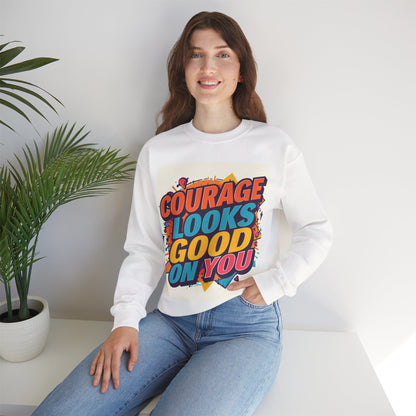 Courage Looks Good On You Sweatshirt — Inspirational Graphic Crewneck