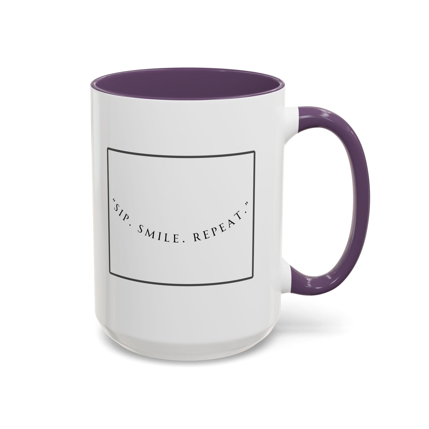 Sip, Smile, Repeat Coffee Mug — Accent Black-Handle 11/15oz