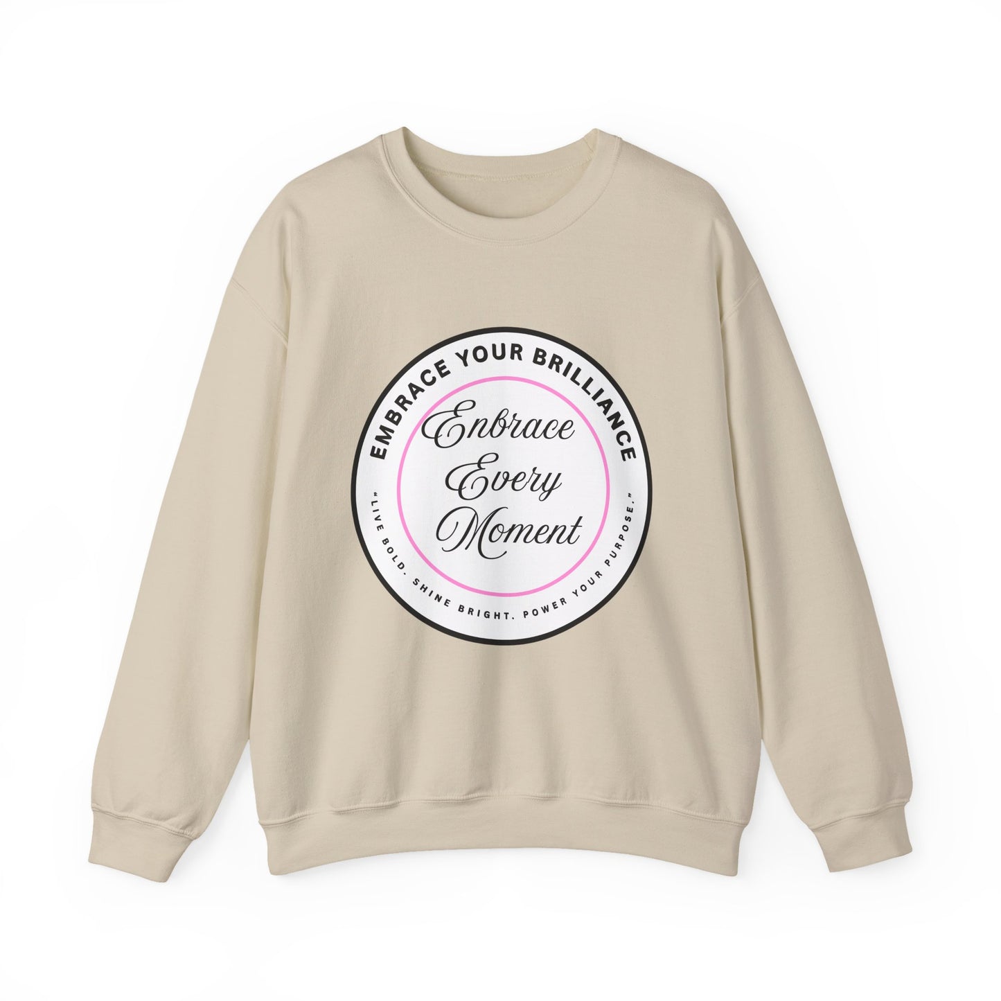 Crewneck Sweatshirt — "Embrace Every Moment" Inspirational Circle Design for Men's