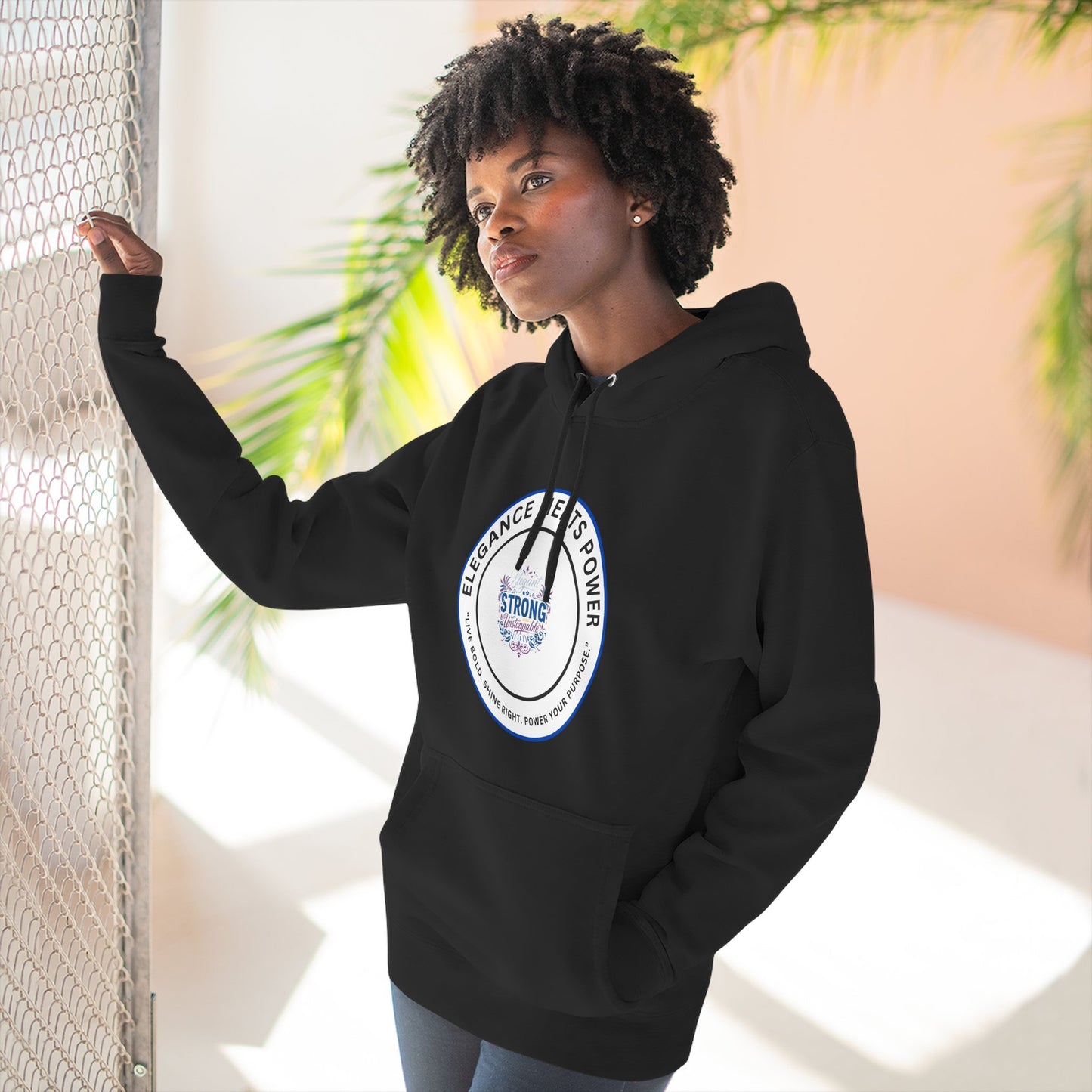 Strong Elegance Hoodie — "Elegance Meets Power" Fleece Pullover