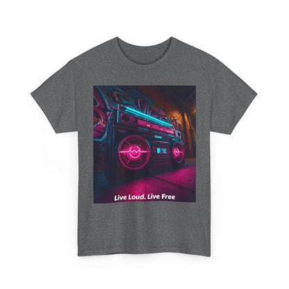Vintage Neon Car Tee — "Live Loud. Live Free" Retro Streetwear Shirt
