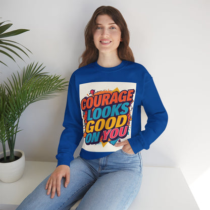 Courage Looks Good On You Sweatshirt — Inspirational Graphic Crewneck