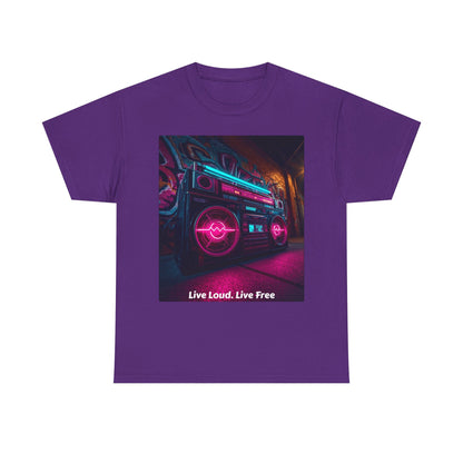 Vintage Neon Car Tee — "Live Loud. Live Free" Retro Streetwear Shirt