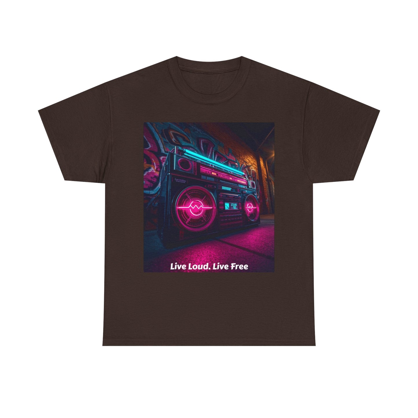 Vintage Neon Car Tee — "Live Loud. Live Free" Retro Streetwear Shirt