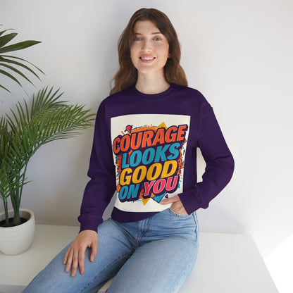 Courage Looks Good On You Sweatshirt — Inspirational Graphic Crewneck