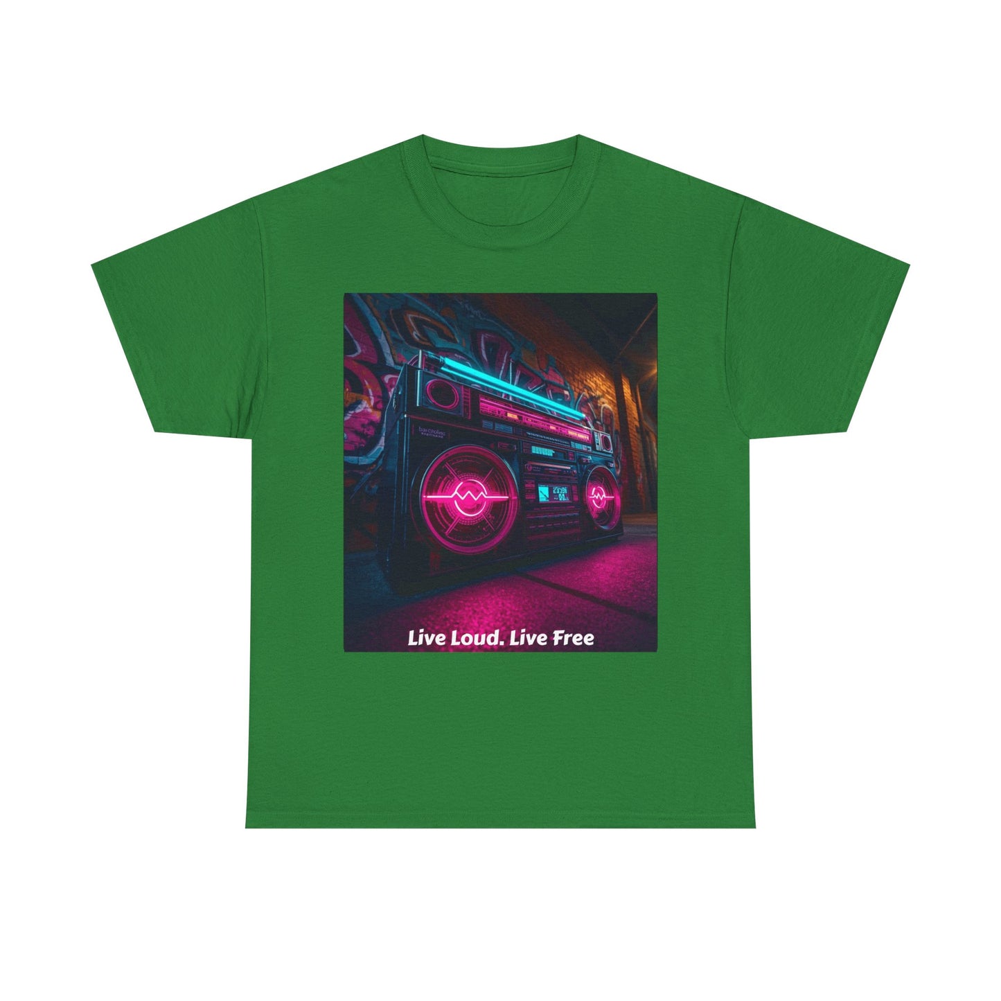 Vintage Neon Car Tee — "Live Loud. Live Free" Retro Streetwear Shirt