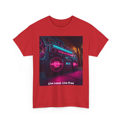 Vintage Neon Car Tee — "Live Loud. Live Free" Retro Streetwear Shirt