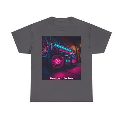 Vintage Neon Car Tee — "Live Loud. Live Free" Retro Streetwear Shirt