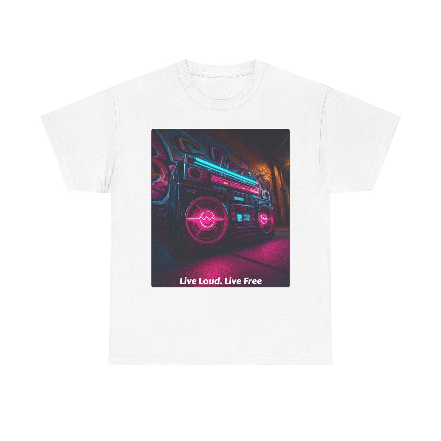 Vintage Neon Car Tee — "Live Loud. Live Free" Retro Streetwear Shirt