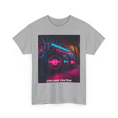 Vintage Neon Car Tee — "Live Loud. Live Free" Retro Streetwear Shirt