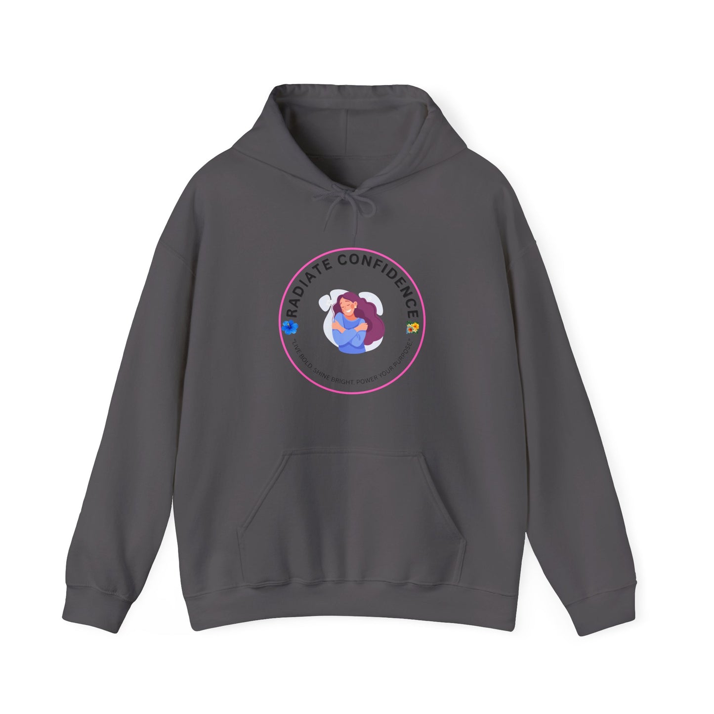 Radiate Confidence Hoodie — Feminine Self-Love Graphic Sweatshirt
