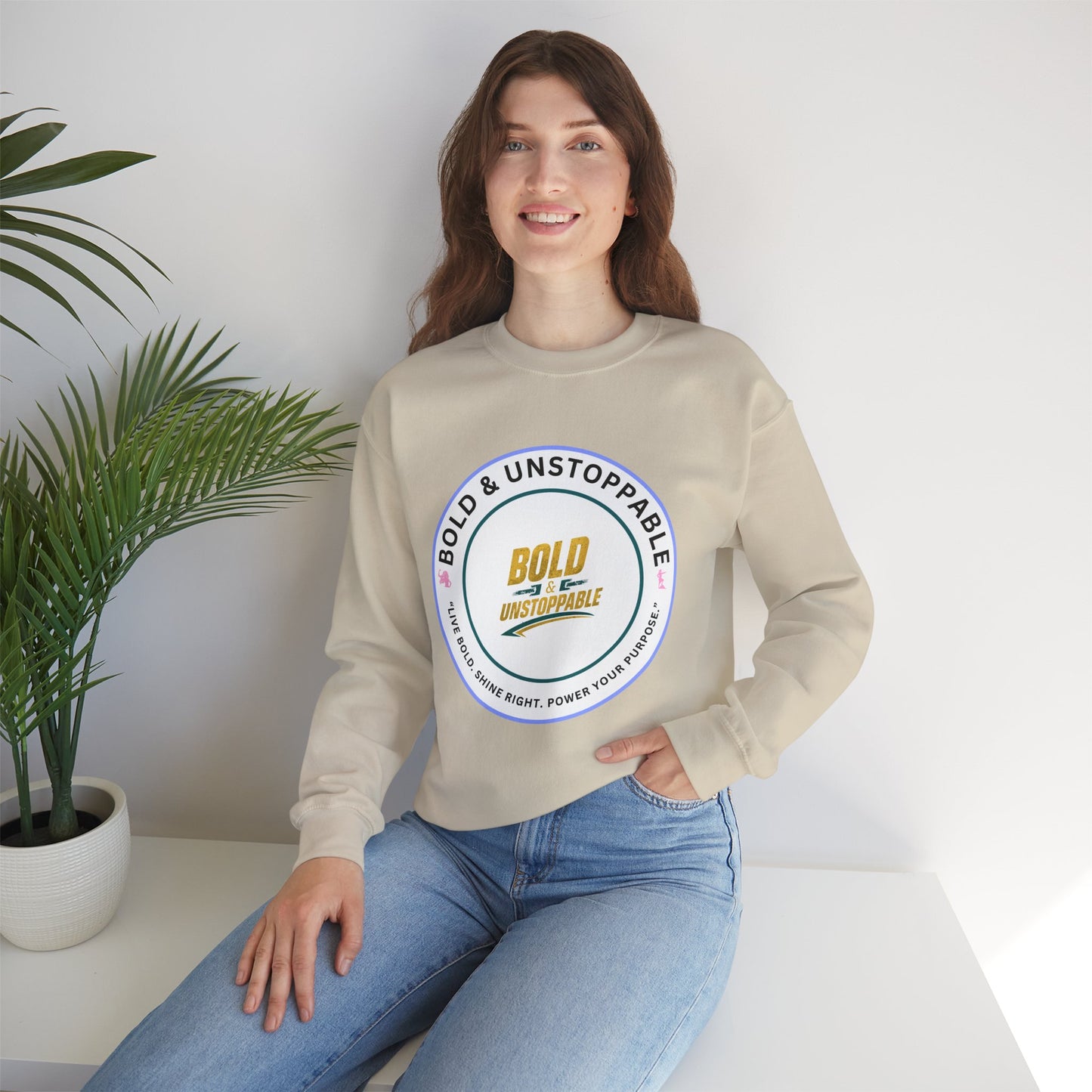Bold & Unstoppable Crewneck Sweatshirt — Inspirational Graphic Pullover