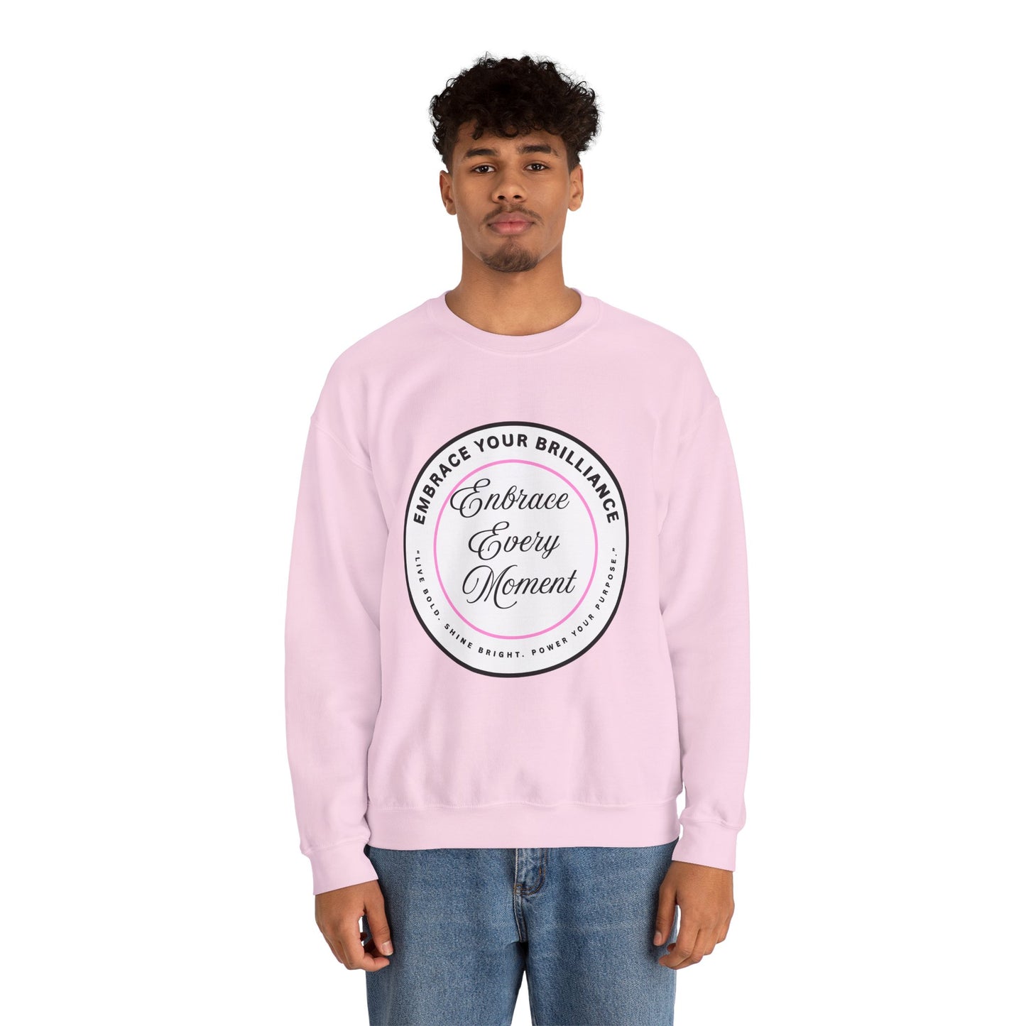 Crewneck Sweatshirt — "Embrace Every Moment" Inspirational Circle Design for Men's