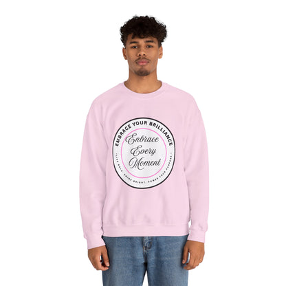 Crewneck Sweatshirt — "Embrace Every Moment" Inspirational Circle Design for Men's