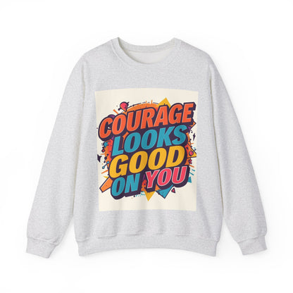 Courage Looks Good On You Sweatshirt — Inspirational Graphic Crewneck