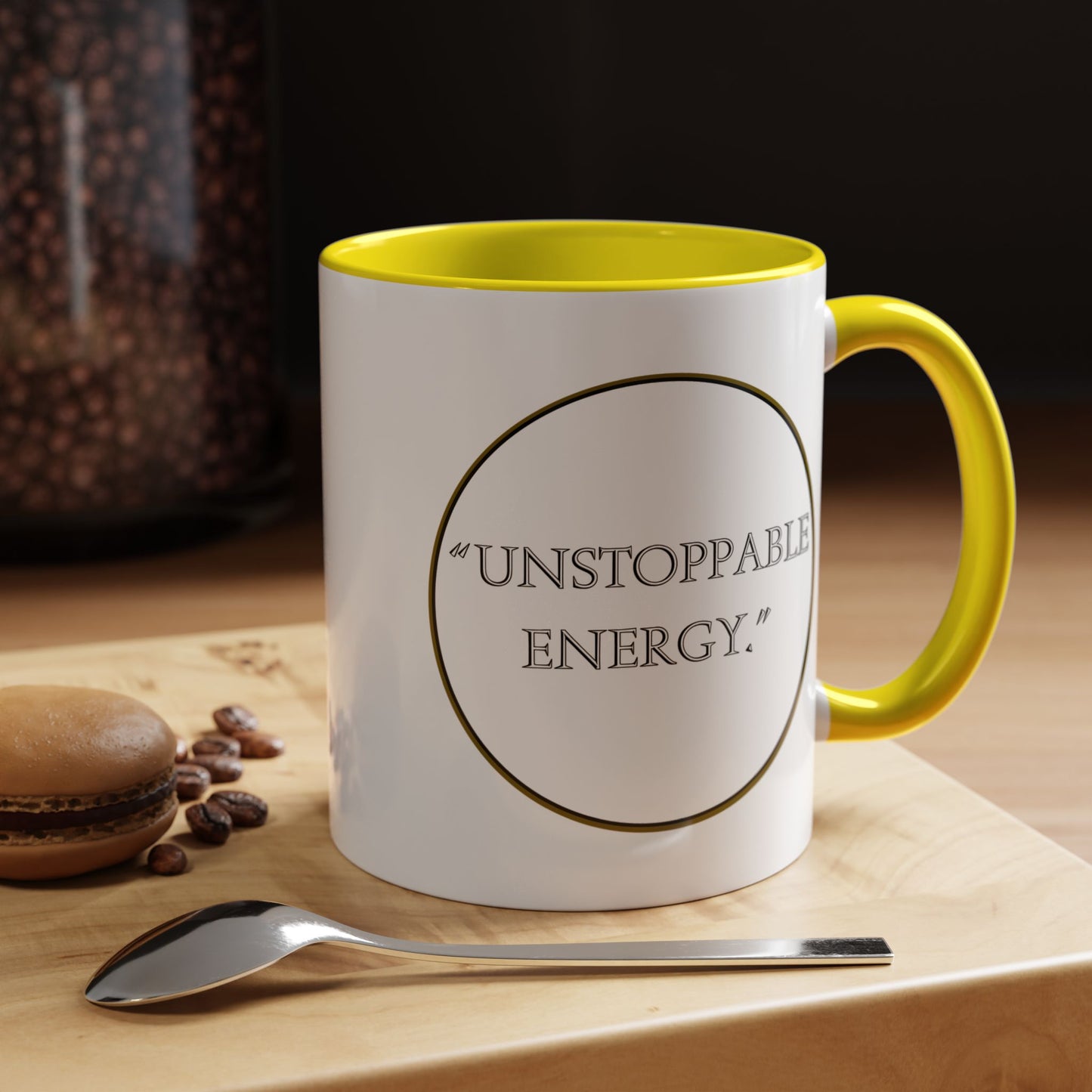 Unstoppable Energy Accent Coffee Mug — Motivational Ceramic Mug (11/15 oz)