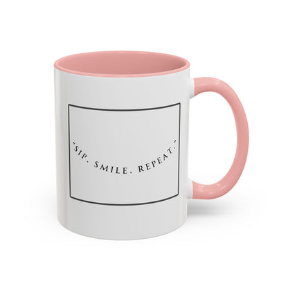 Sip, Smile, Repeat Coffee Mug — Accent Black-Handle 11/15oz