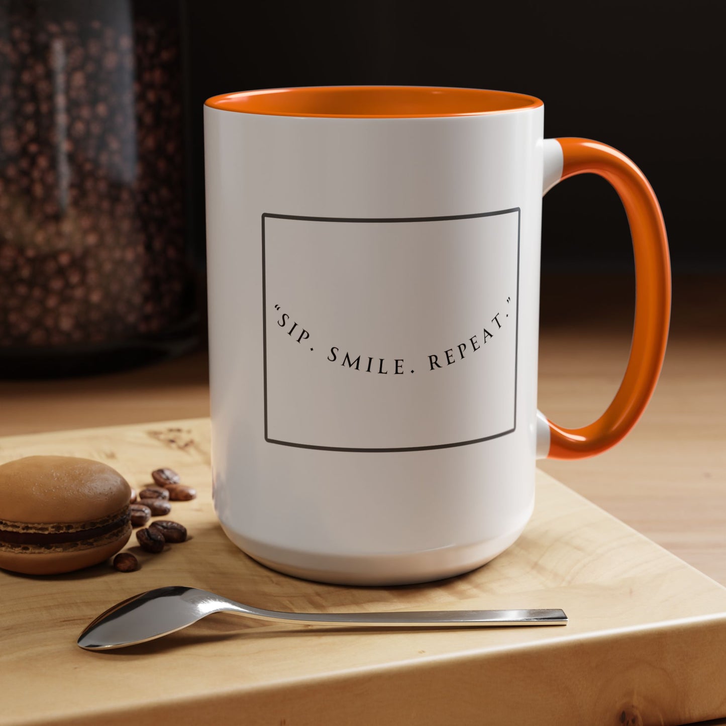Sip, Smile, Repeat Coffee Mug — Accent Black-Handle 11/15oz