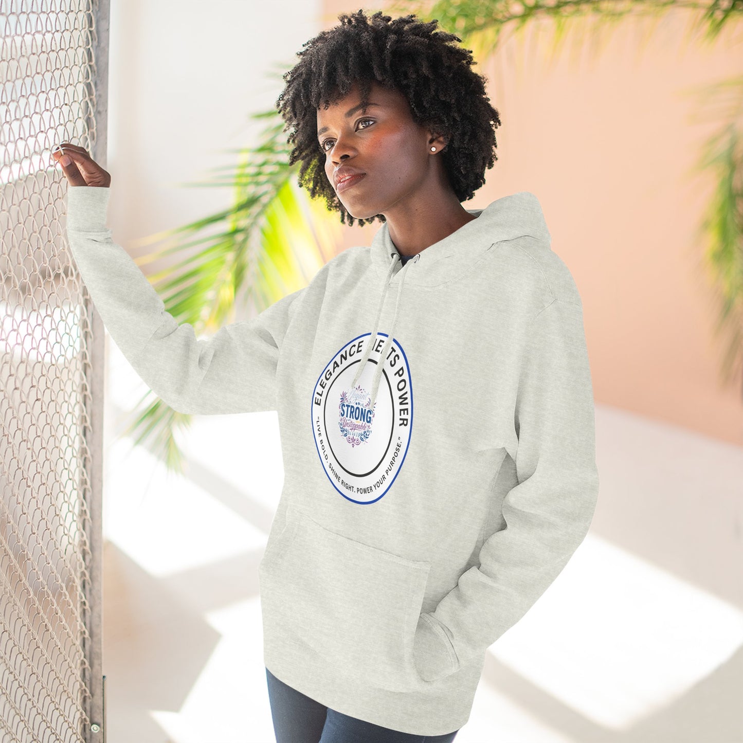 Strong Elegance Hoodie — "Elegance Meets Power" Fleece Pullover