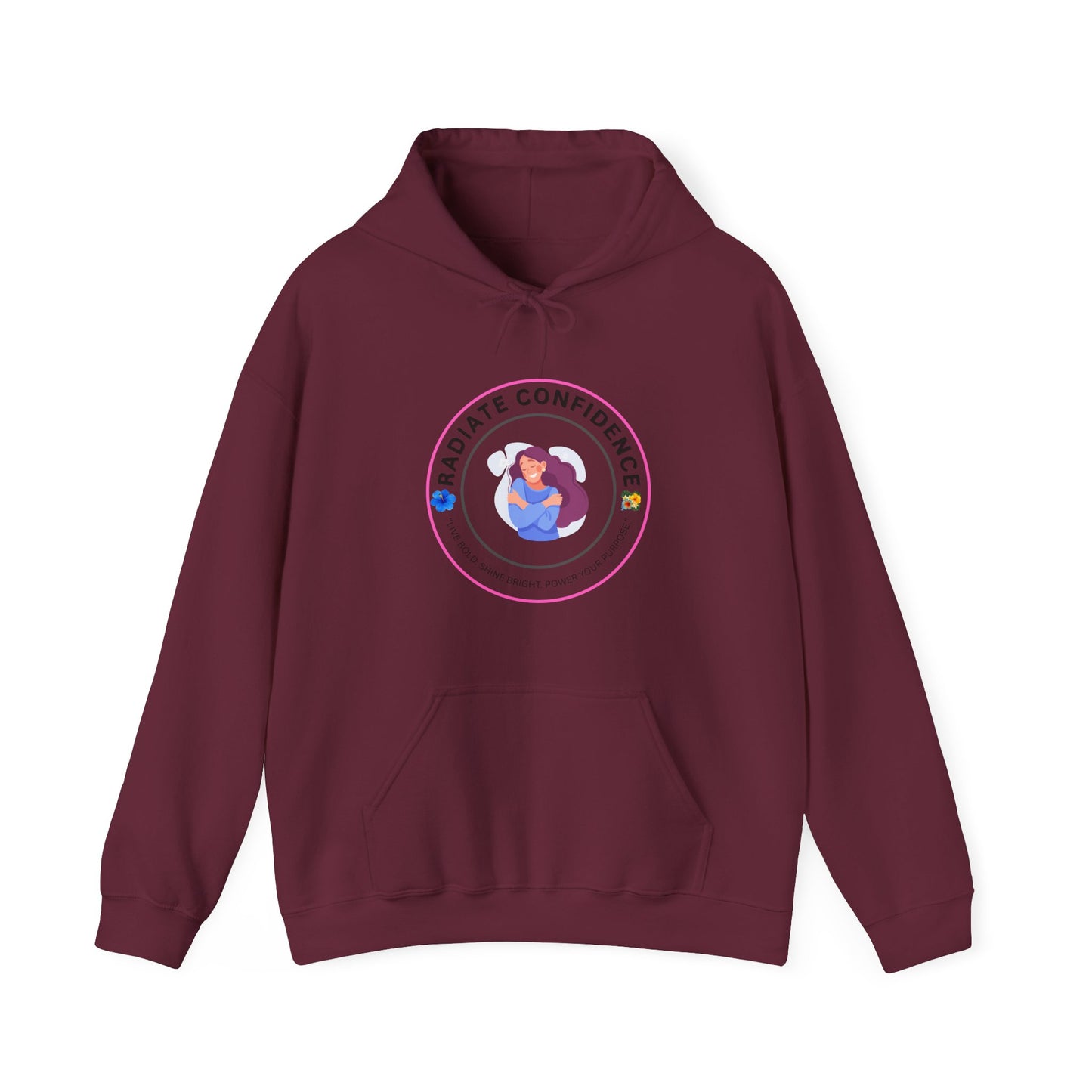 Radiate Confidence Hoodie — Feminine Self-Love Graphic Sweatshirt