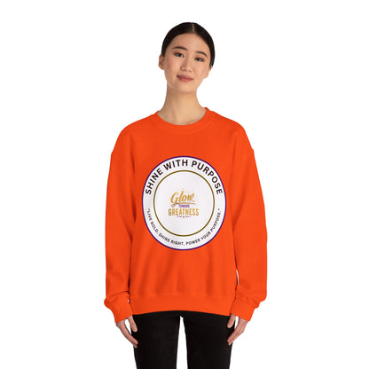 Shine With Purpose Crewneck Sweatshirt — "Glow Into Greatness" Inspirational Pullover