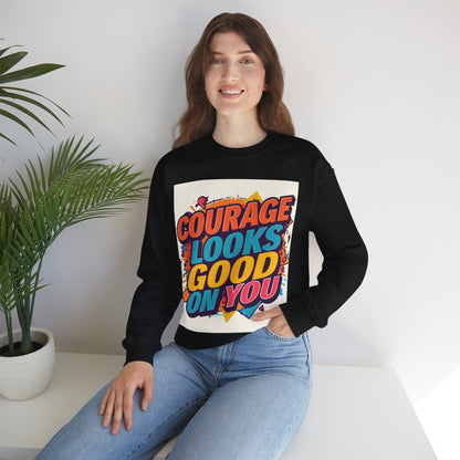 Courage Looks Good On You Sweatshirt — Inspirational Graphic Crewneck