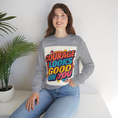 Courage Looks Good On You Sweatshirt — Inspirational Graphic Crewneck