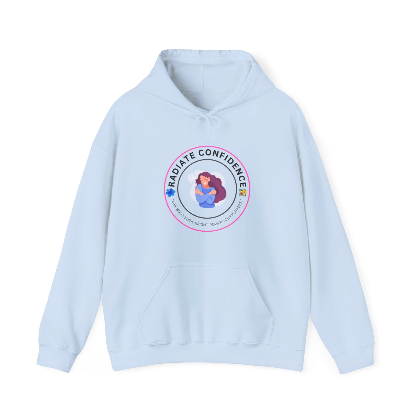 Radiate Confidence Hoodie — Feminine Self-Love Graphic Sweatshirt