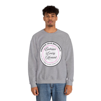 Crewneck Sweatshirt — "Embrace Every Moment" Inspirational Circle Design for Men's