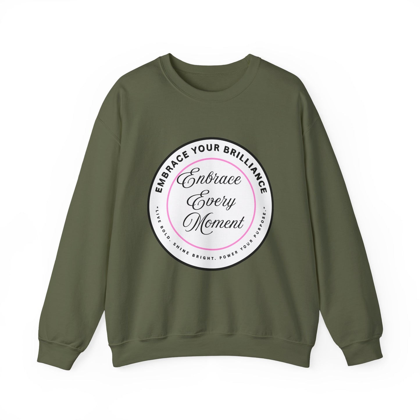 Crewneck Sweatshirt — "Embrace Every Moment" Inspirational Circle Design for Men's