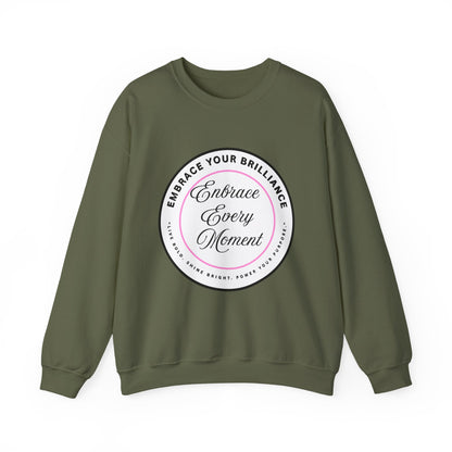 Crewneck Sweatshirt — "Embrace Every Moment" Inspirational Circle Design for Men's