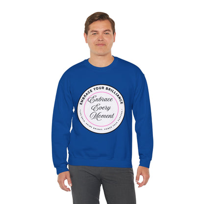 Crewneck Sweatshirt — "Embrace Every Moment" Inspirational Circle Design for Men's