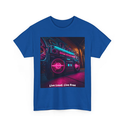 Vintage Neon Car Tee — "Live Loud. Live Free" Retro Streetwear Shirt