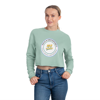 Cropped Sweatshirt — Pink Retro 'Love' Badge Graphic
