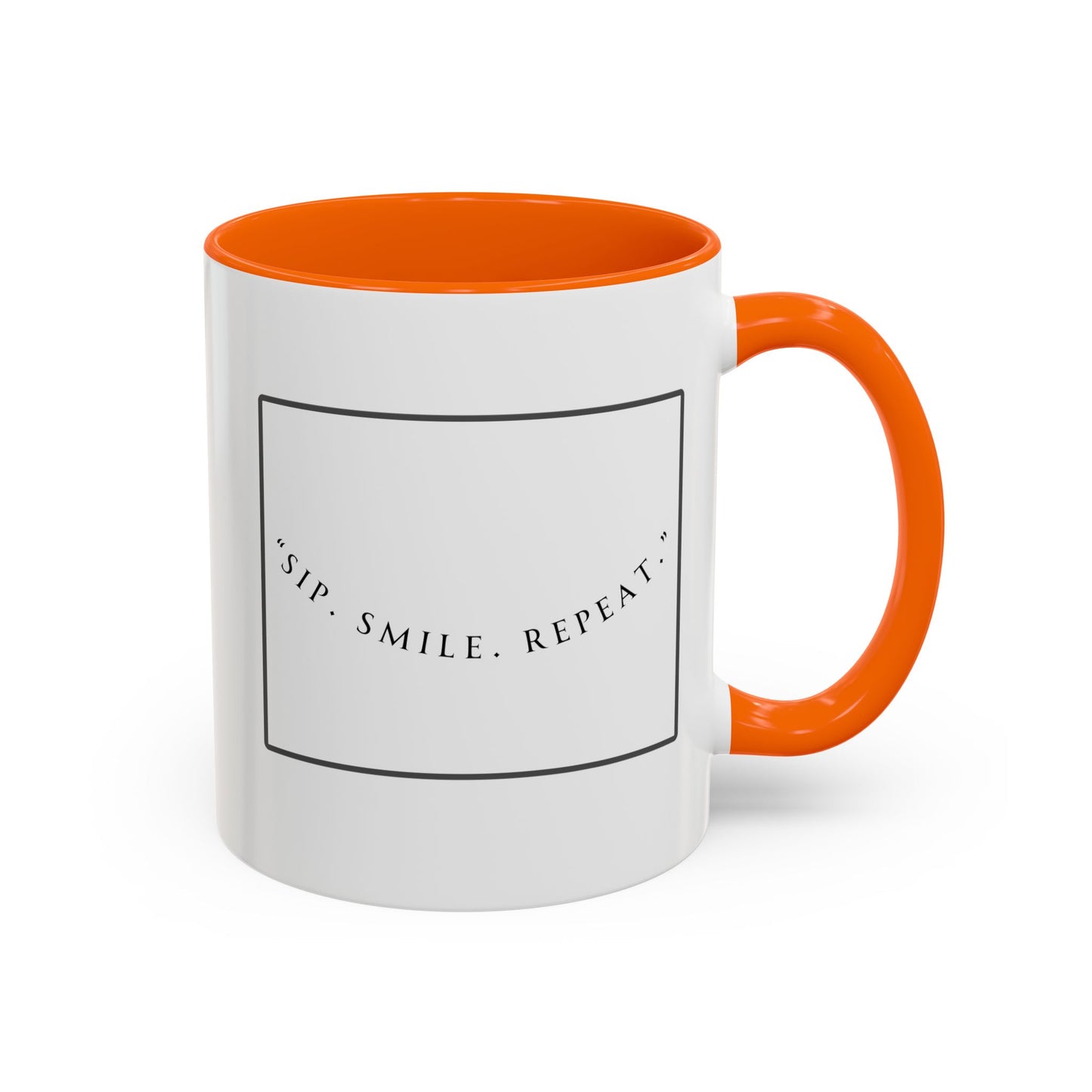 Sip, Smile, Repeat Coffee Mug — Accent Black-Handle 11/15oz