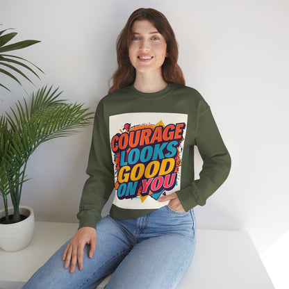 Courage Looks Good On You Sweatshirt — Inspirational Graphic Crewneck
