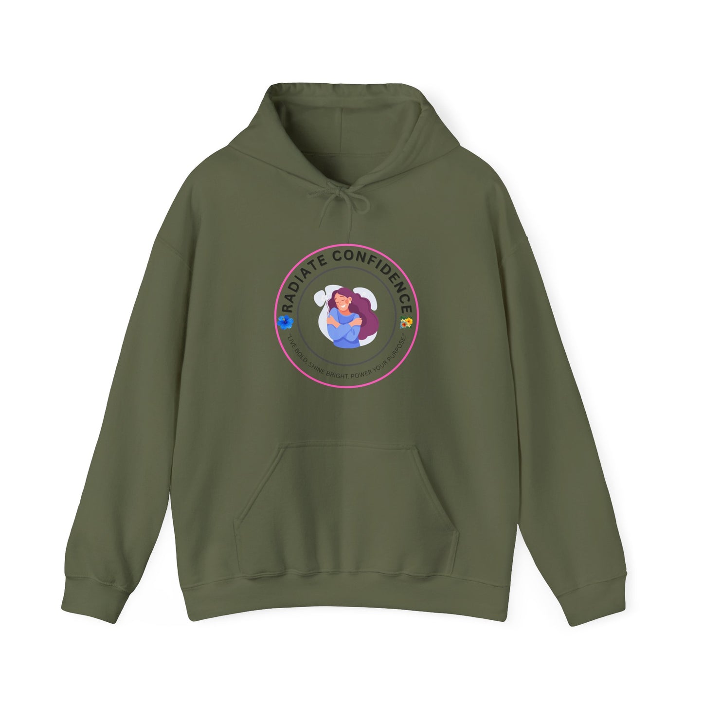 Radiate Confidence Hoodie — Feminine Self-Love Graphic Sweatshirt