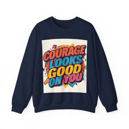 Courage Looks Good On You Sweatshirt — Inspirational Graphic Crewneck