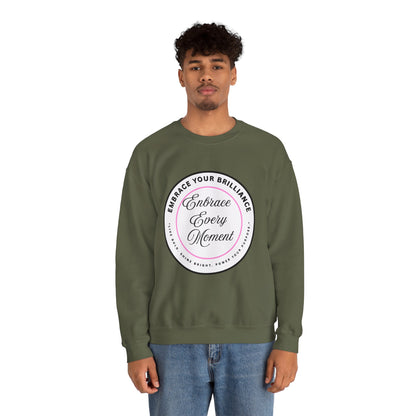 Crewneck Sweatshirt — "Embrace Every Moment" Inspirational Circle Design for Men's