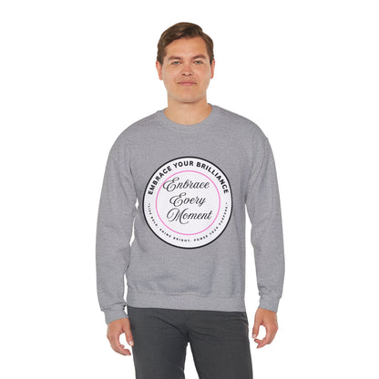 Crewneck Sweatshirt — "Embrace Every Moment" Inspirational Circle Design for Men's